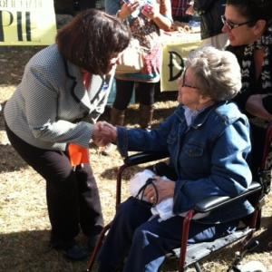 Annie with constituents at the Warner Fall Foliage Festival 